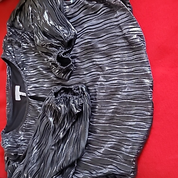 Shimmering Dark Silver Blouson Blouse - Picture 11 of 11